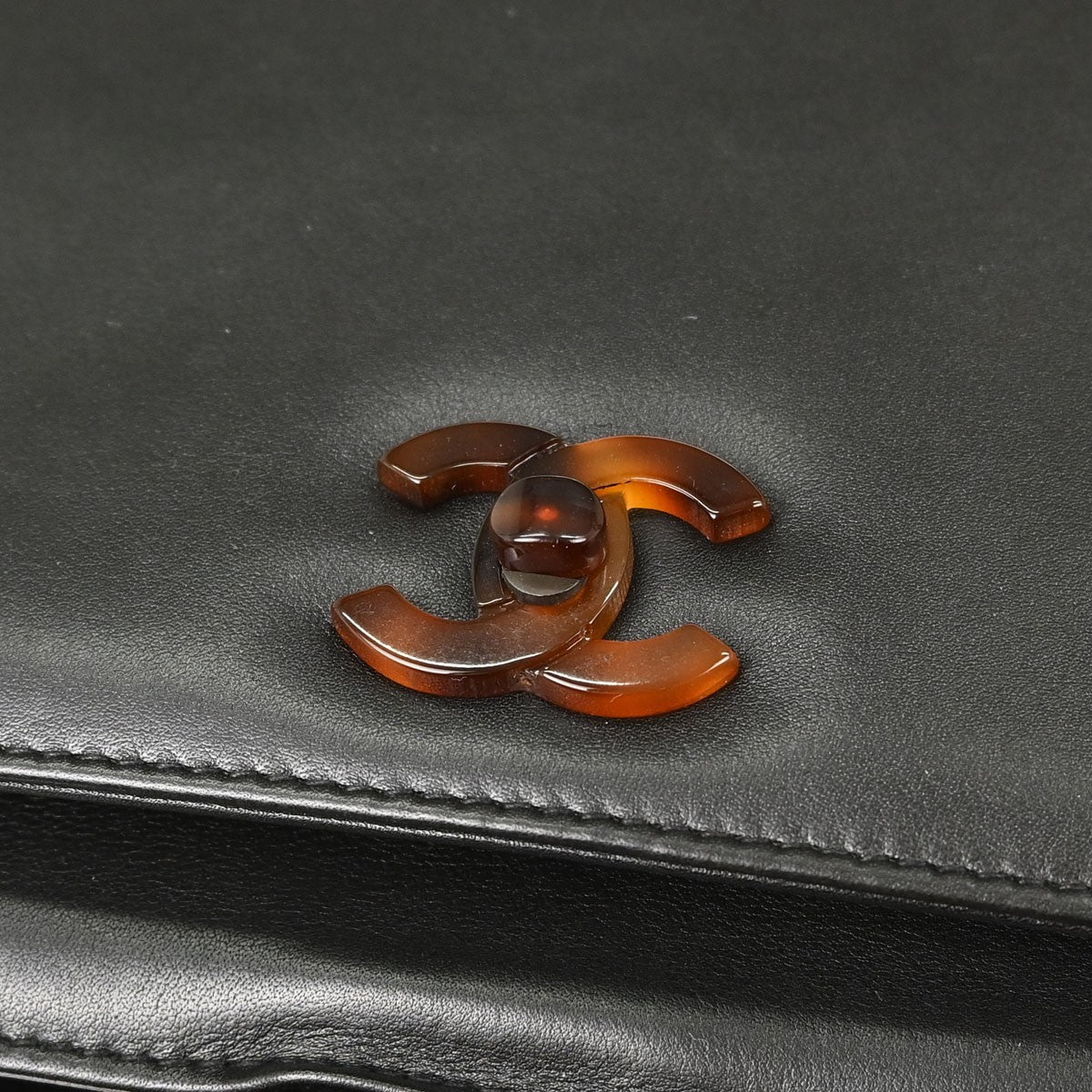 Chanel Artificial Tortoiseshell Vintage Handbag in Black Calfskin