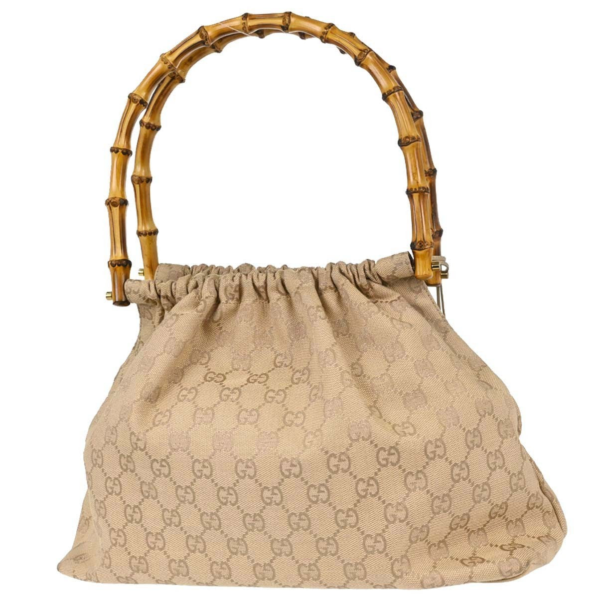 Gucci Bamboo Vintage Handbag in Beige Canvas