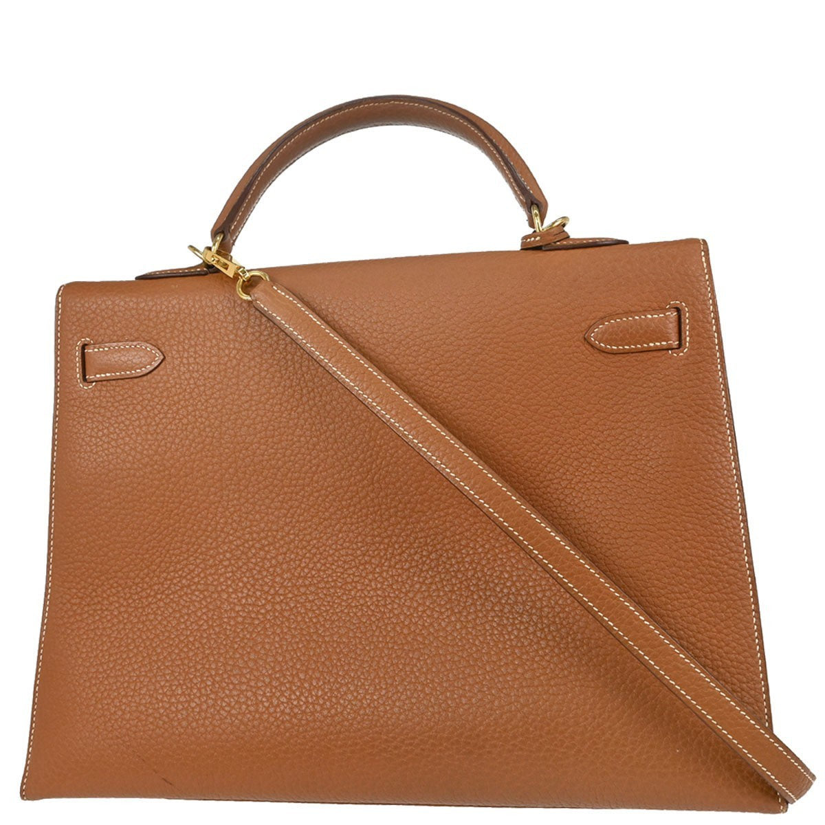 Hermès Hermes Gold Fjord Kelly 35 Sellier 2way Vintage Handbag in Gold Fjord Leather