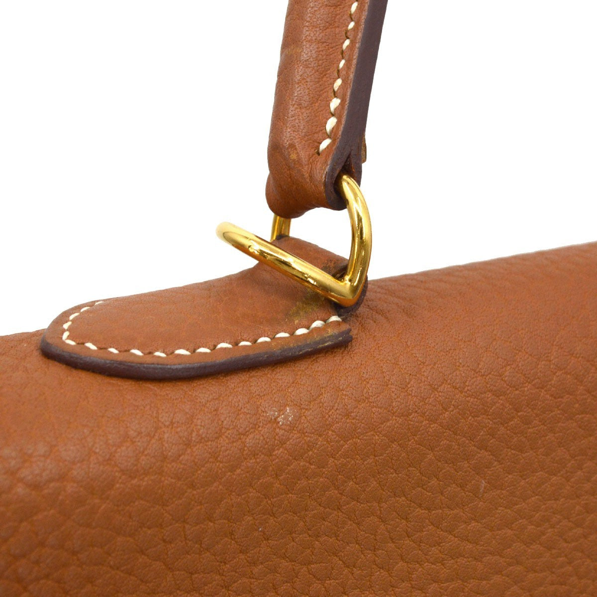 Hermès Hermes Gold Fjord Kelly 35 Sellier 2way Vintage Handbag in Gold Fjord Leather