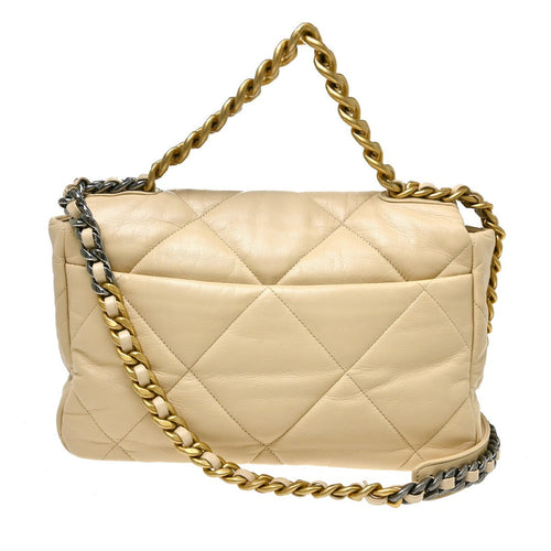 Chanel 19 Large Vintage 2-in-1 Shoulder Bag in Beige Lambskin – photo 2