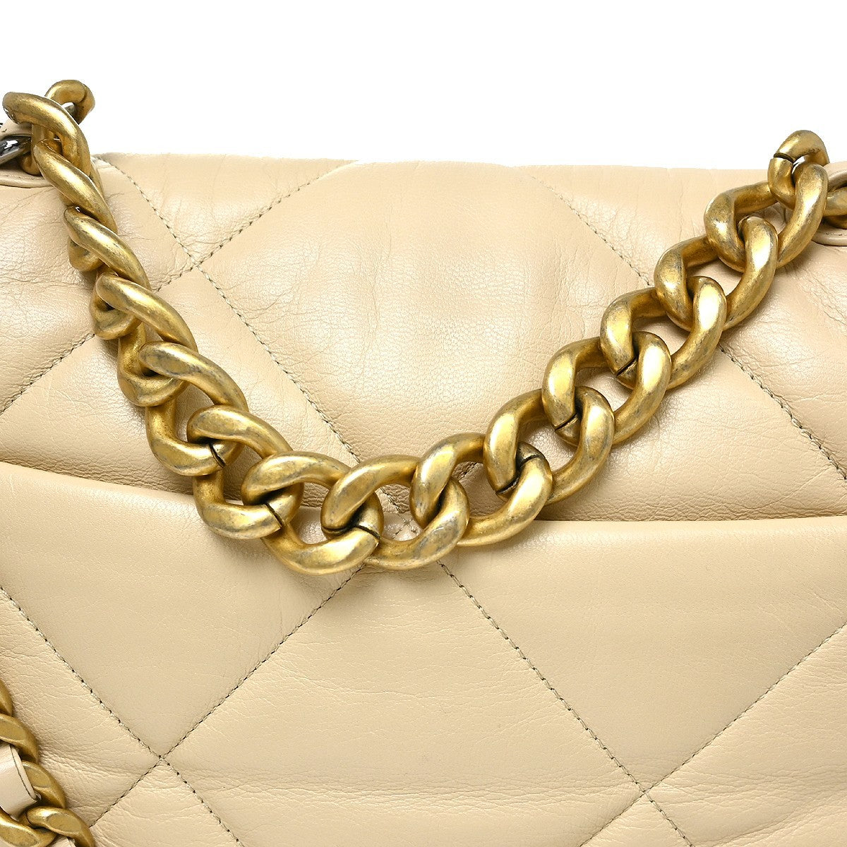 Chanel 19 Large Vintage 2-in-1 Shoulder Bag in Beige Lambskin