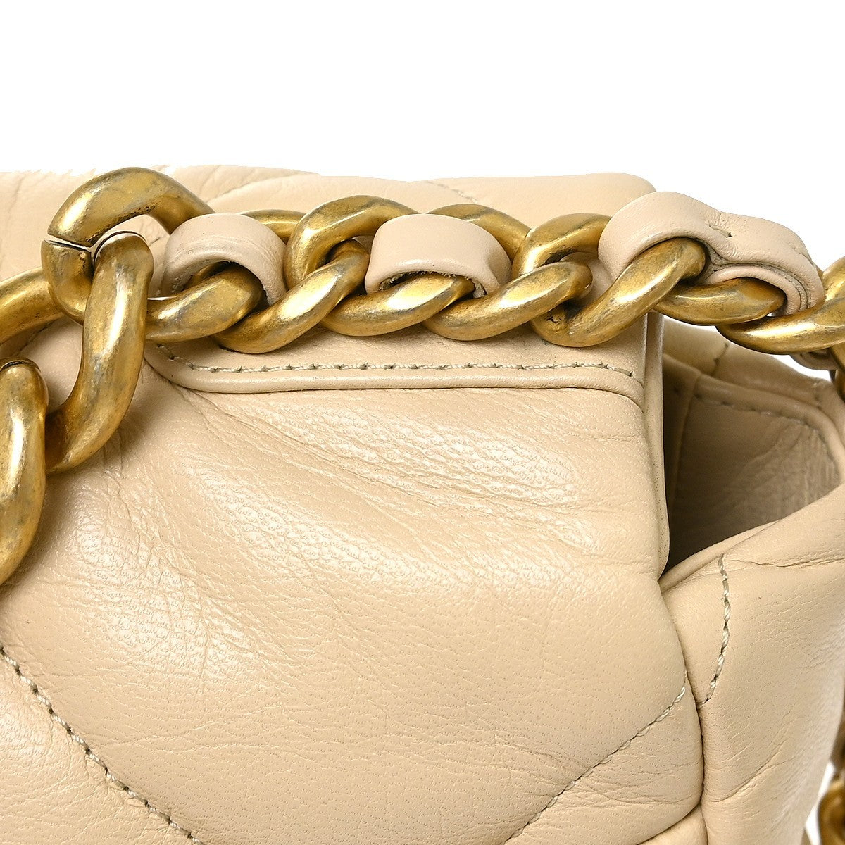 Chanel 19 Large Vintage 2-in-1 Shoulder Bag in Beige Lambskin