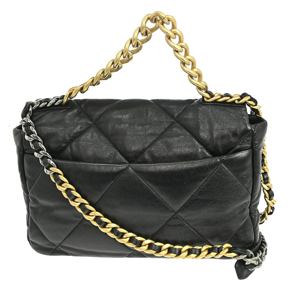 Chanel 19 Large Vintage 2-in-1 Shoulder Bag in Black Lambskin