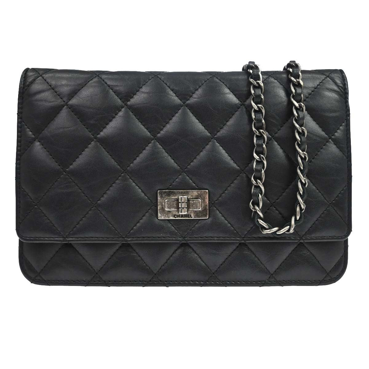Chanel 2.55 Reissue WOC Vintage Crossbody Bag in Black Aged Calfskin