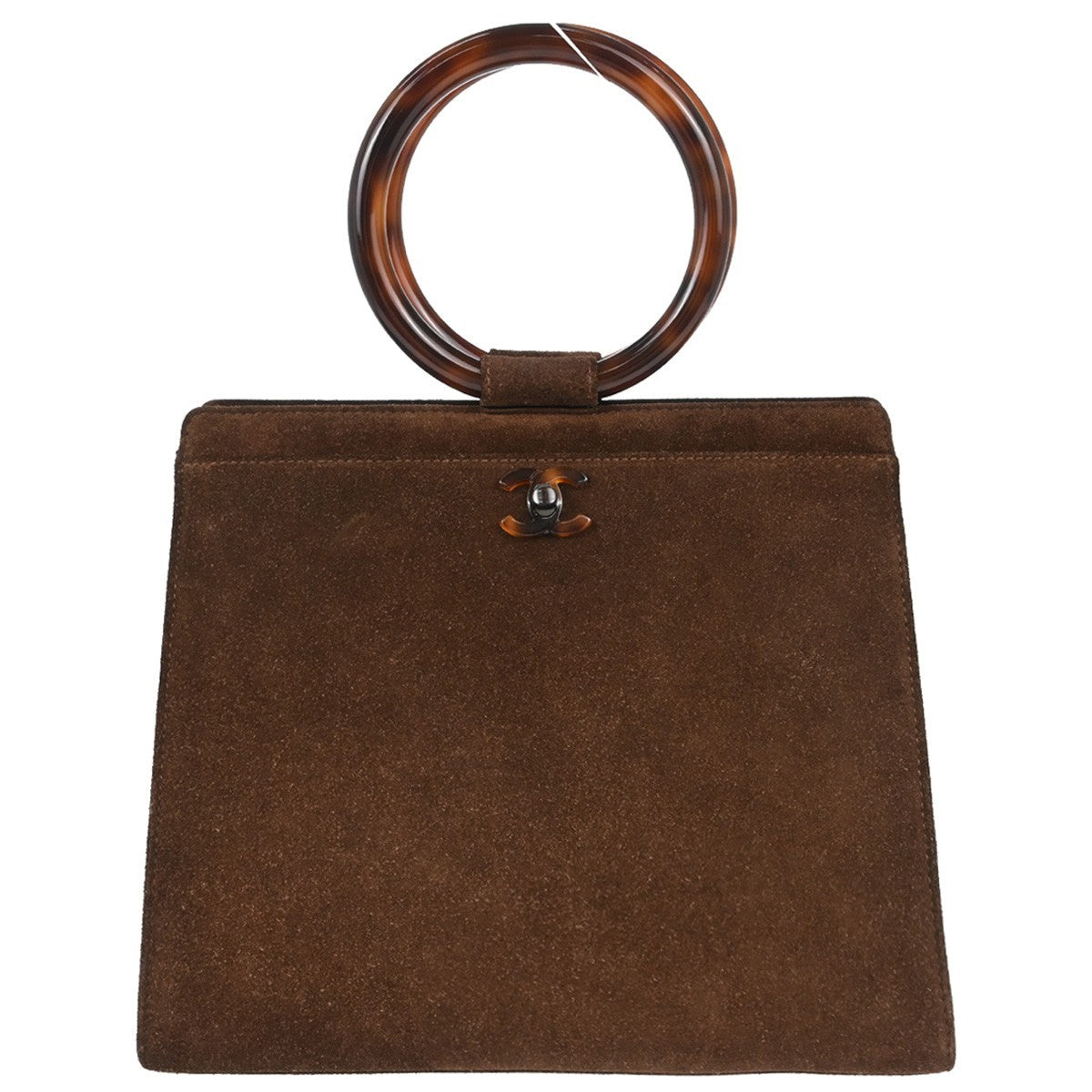 Chanel Borsa con Manici Tartarugati Vintage Handbag in Brown Suede