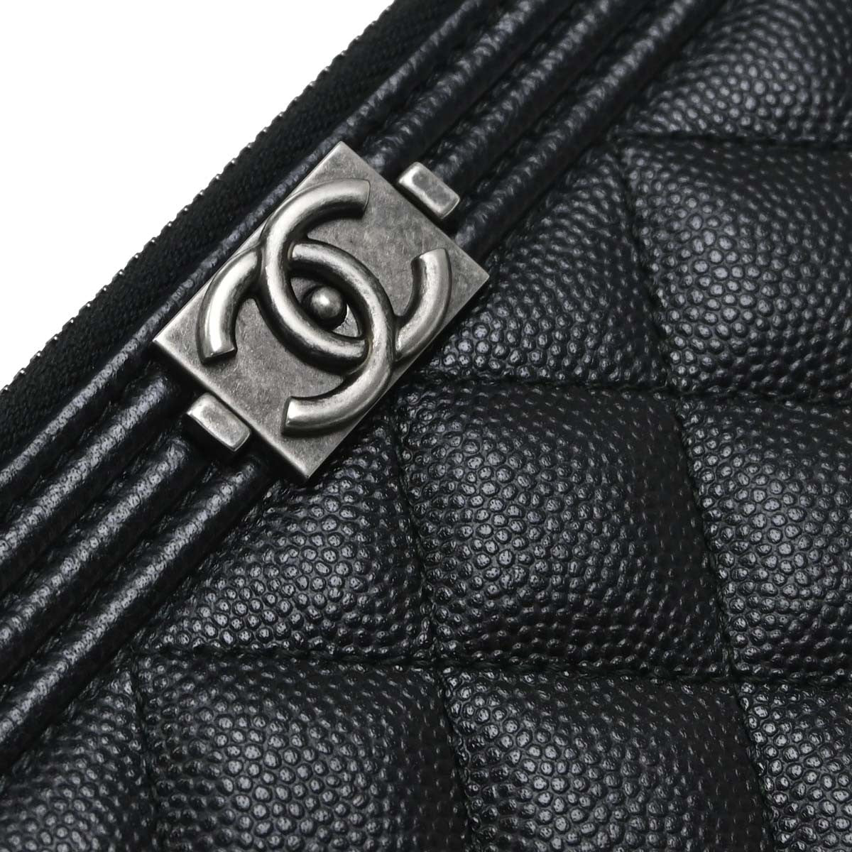 Chanel Boy Double Zip Clutch Vintage in Black Calfskin