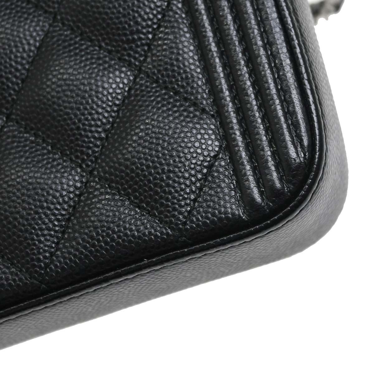 Chanel Boy Double Zip Clutch Vintage in Black Calfskin