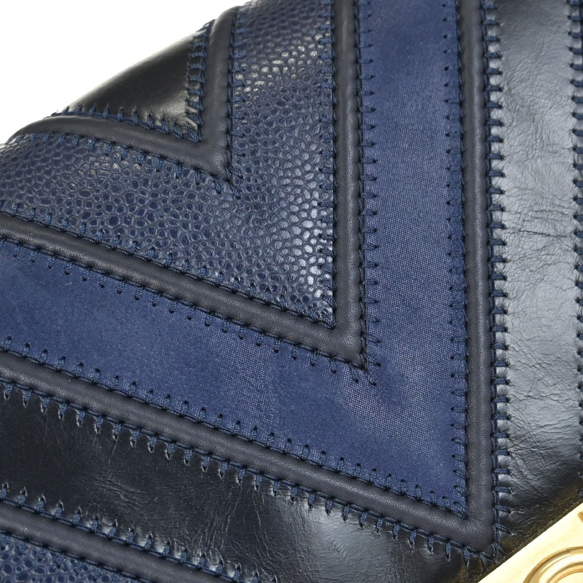 Chanel Boy Medium Vintage Shoulder Bag in Black and Navy Calfskin