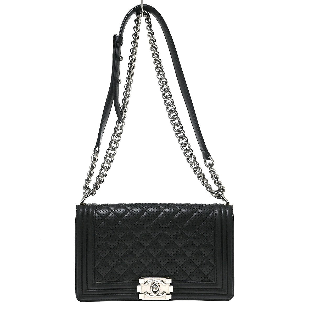 Chanel Boy Medium Vintage Shoulder Bag in Black Lambskin
