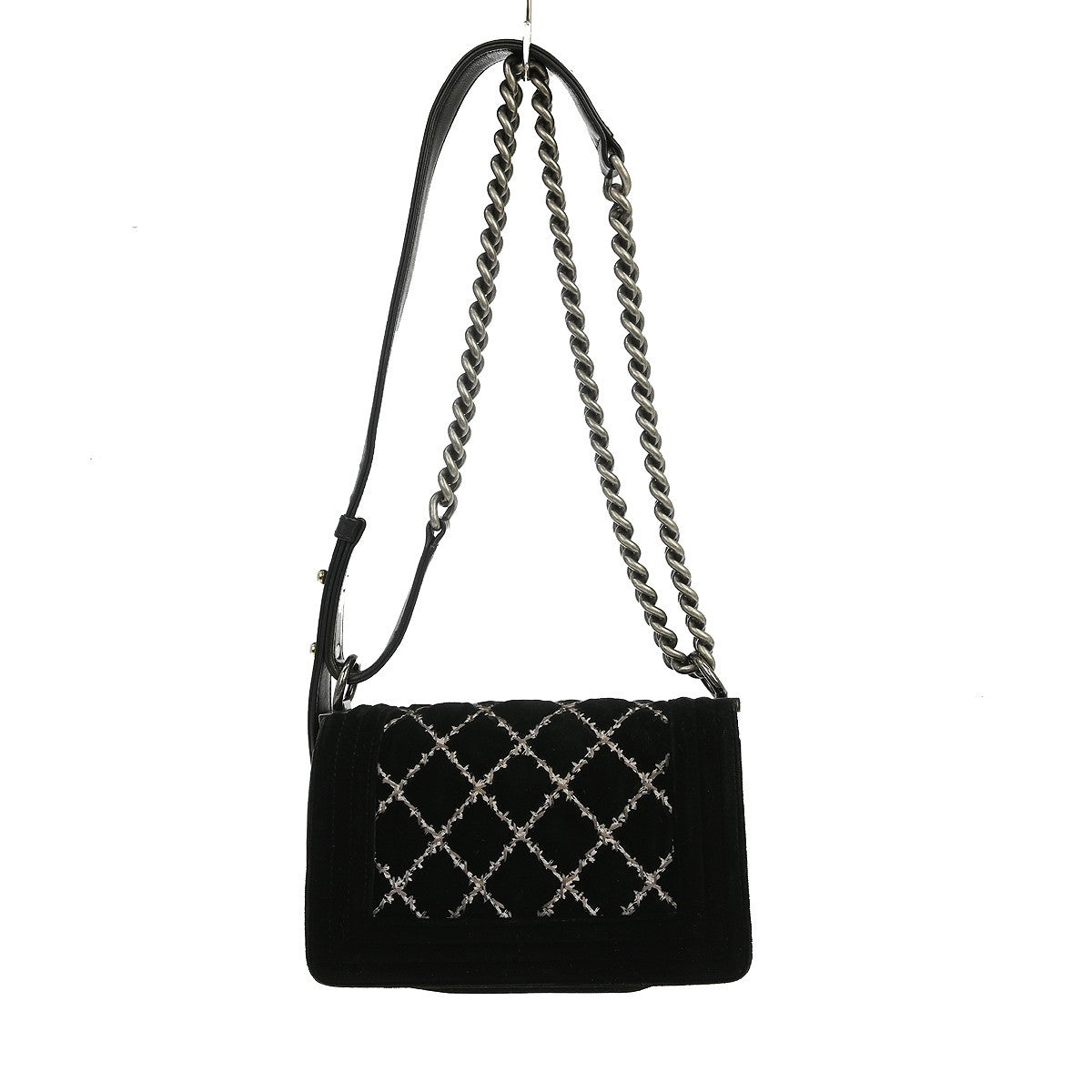 Chanel Boy Small Vintage Shoulder Bag in Black Velvet