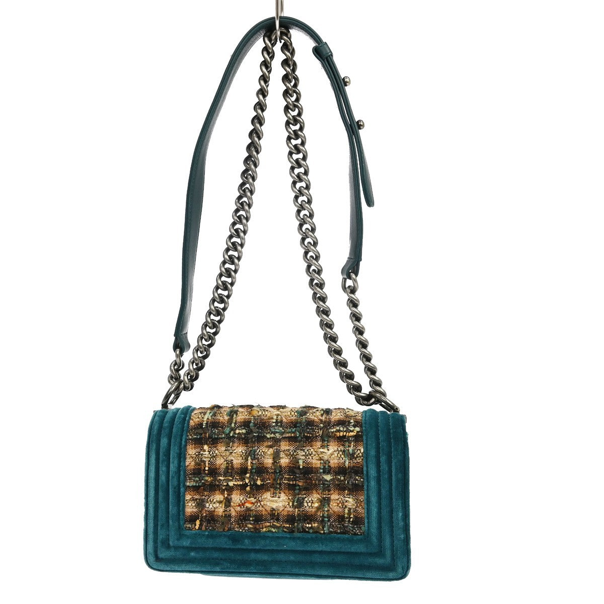 Chanel Boy Small Vintage Shoulder Bag in Green Tweed