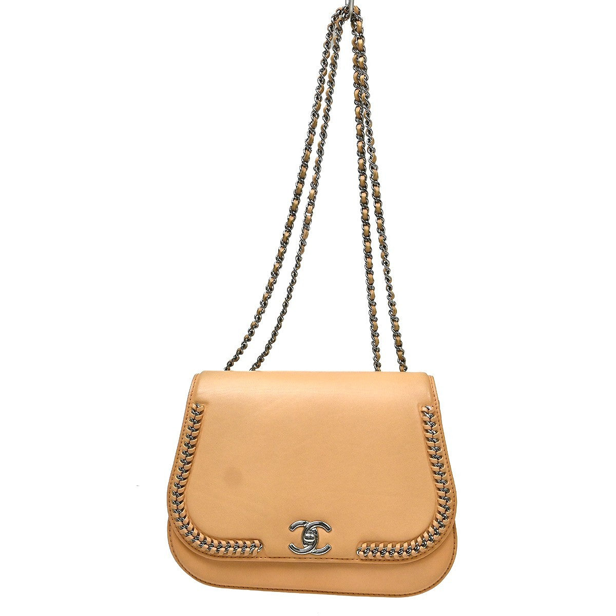 Chanel Braided Chic Flap Vintage Shoulder Bag in Beige Lambskin