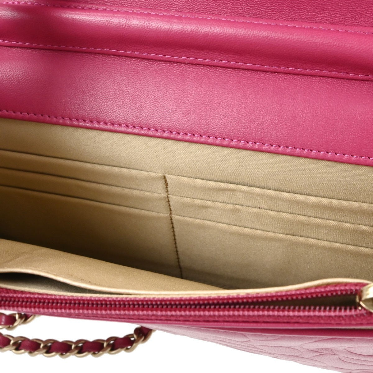 Chanel Camellia Wallet on Chain Vintage Crossbody Bag in Pink Lambskin