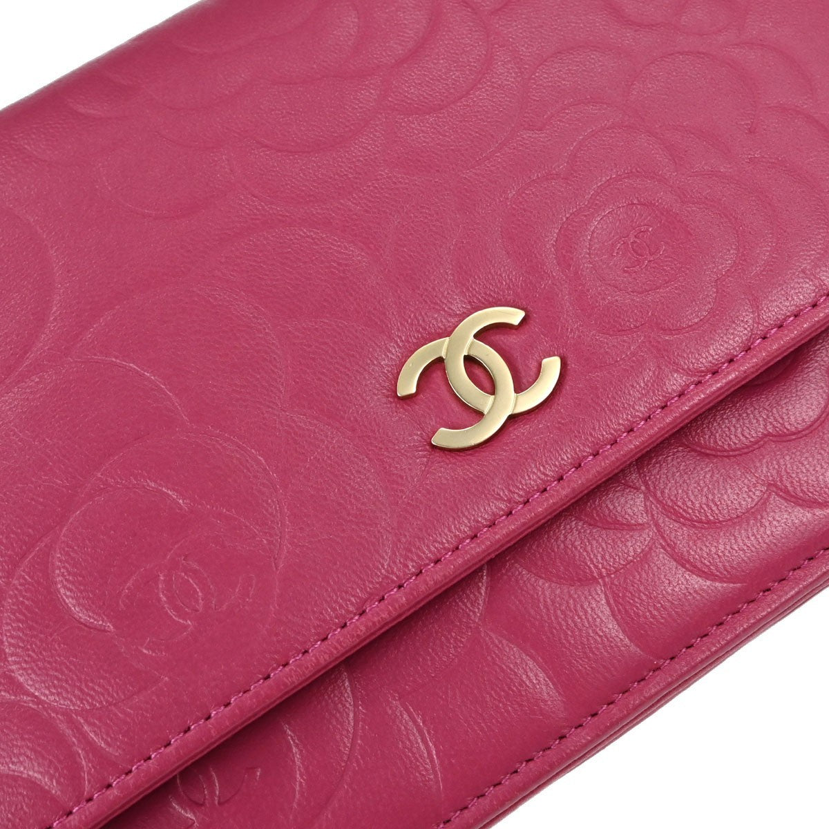 Chanel Camellia Wallet on Chain Vintage Crossbody Bag in Pink Lambskin
