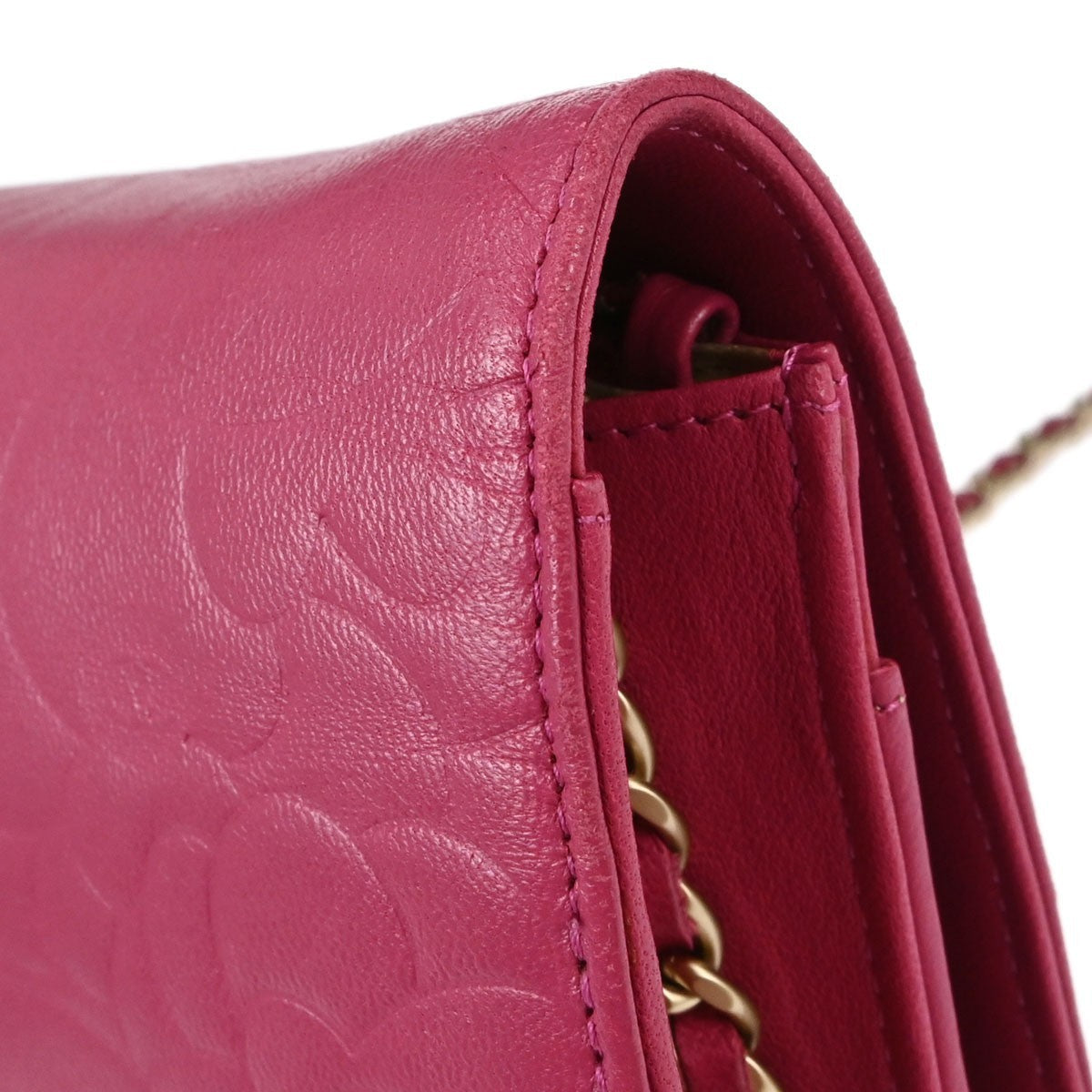 Chanel Camellia Wallet on Chain Vintage Crossbody Bag in Pink Lambskin