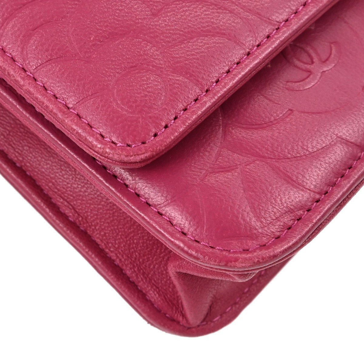 Chanel Camellia Wallet on Chain Vintage Crossbody Bag in Pink Lambskin