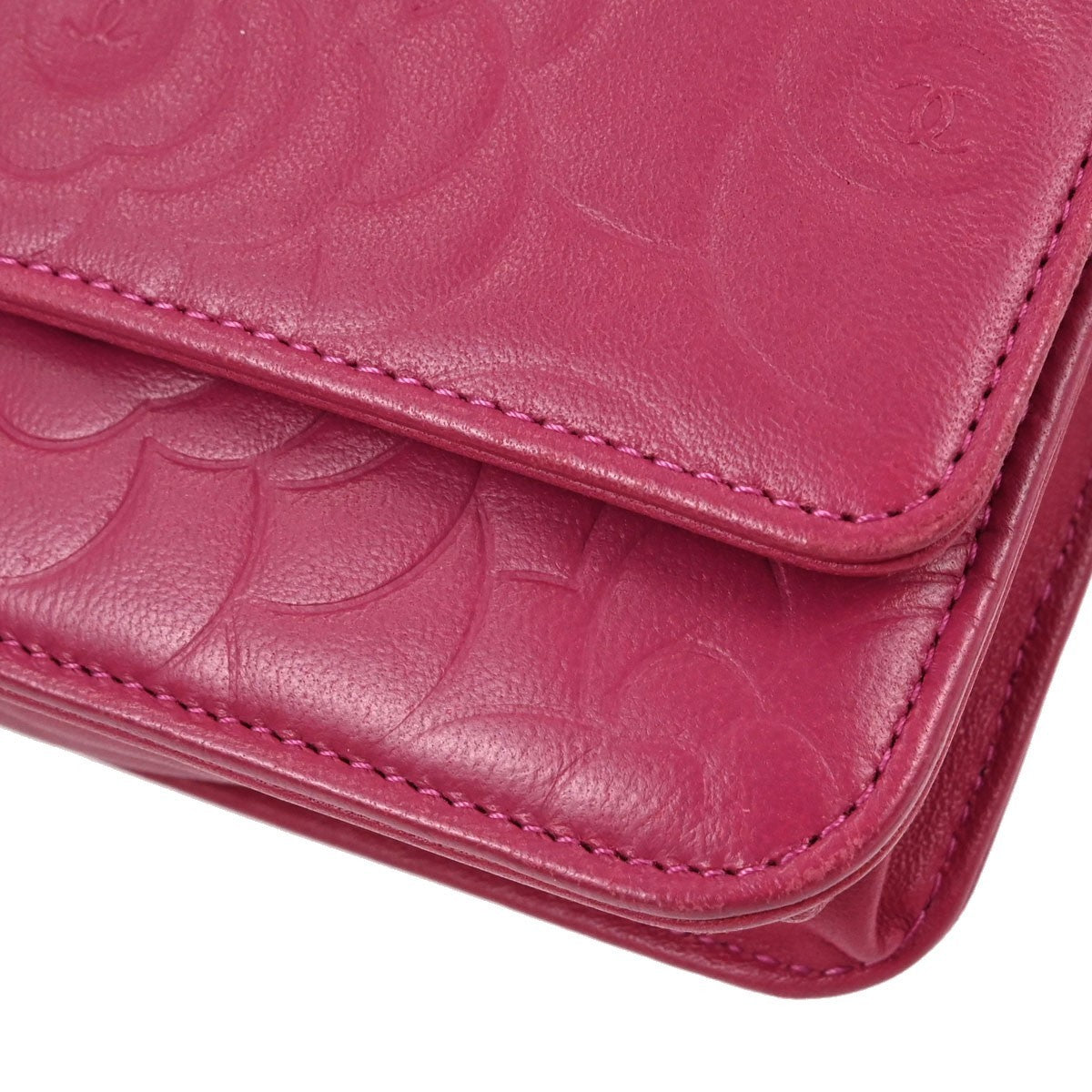 Chanel Camellia Wallet on Chain Vintage Crossbody Bag in Pink Lambskin