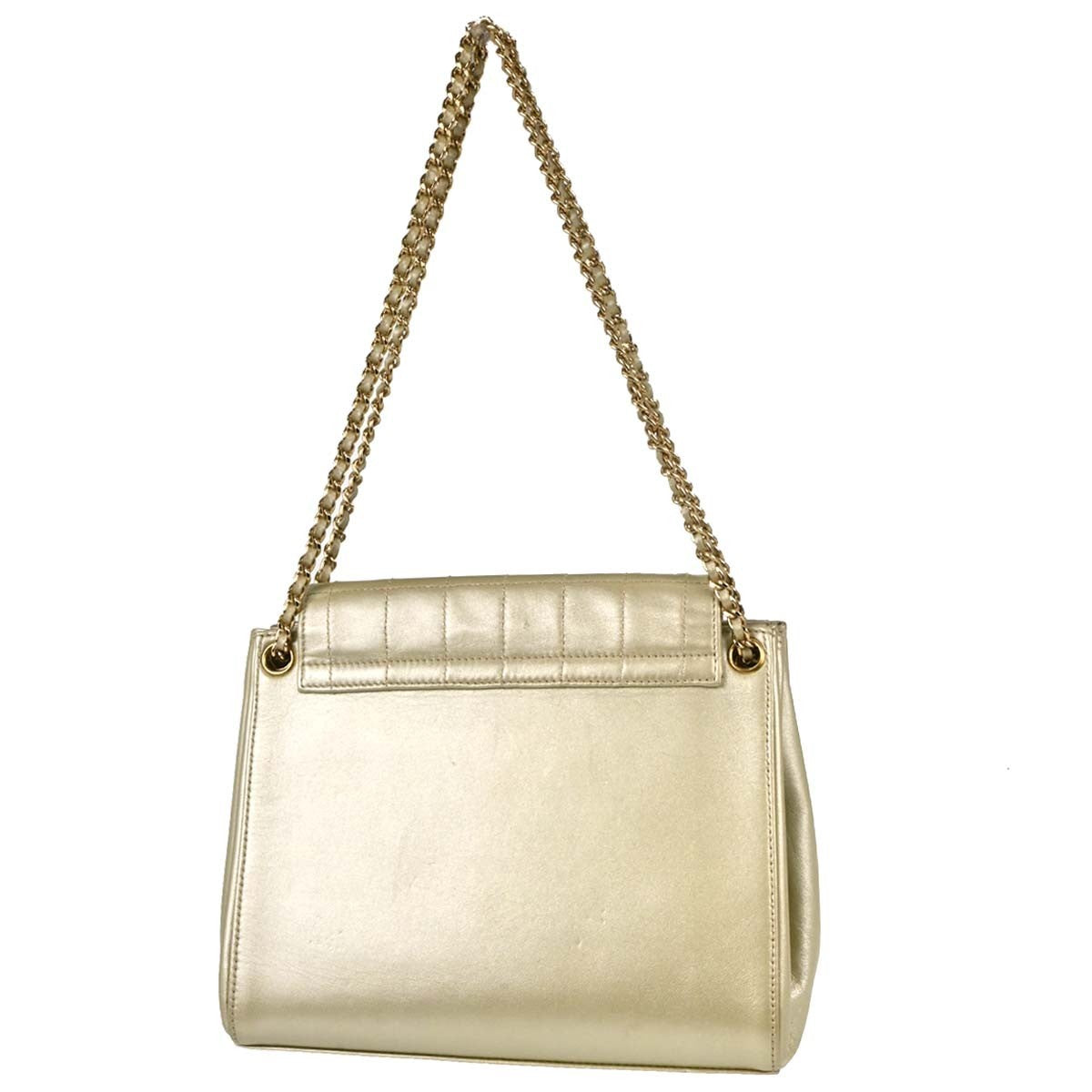 Chanel Choco Bar Mademoiselle Lock Vintage Shoulder Bag in Gold Lambskin