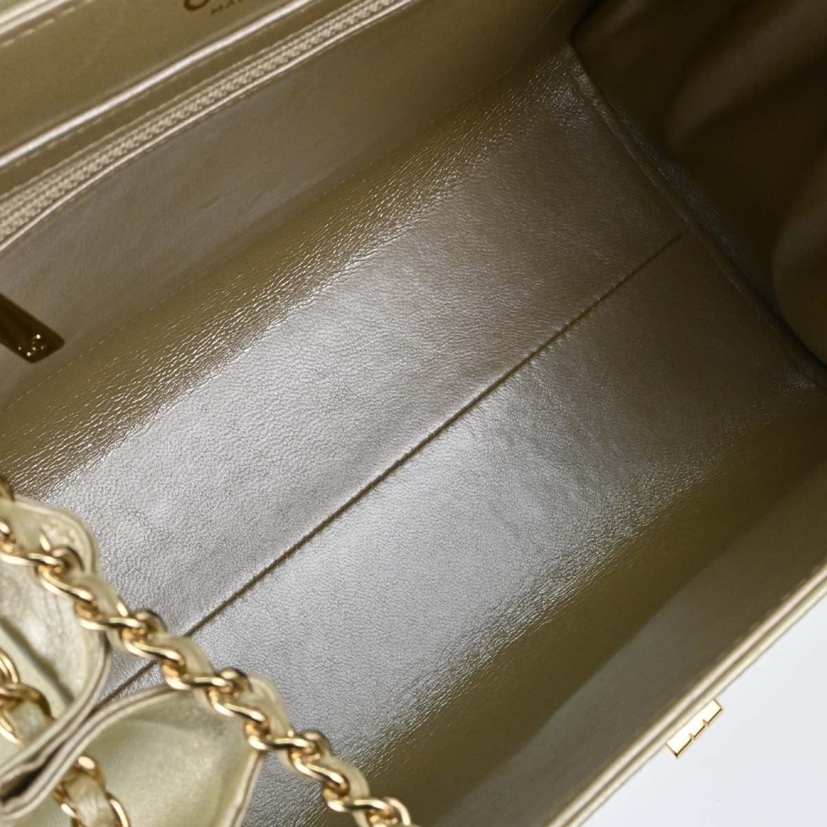 Chanel Choco Bar Mademoiselle Lock Vintage Shoulder Bag in Gold Lambskin