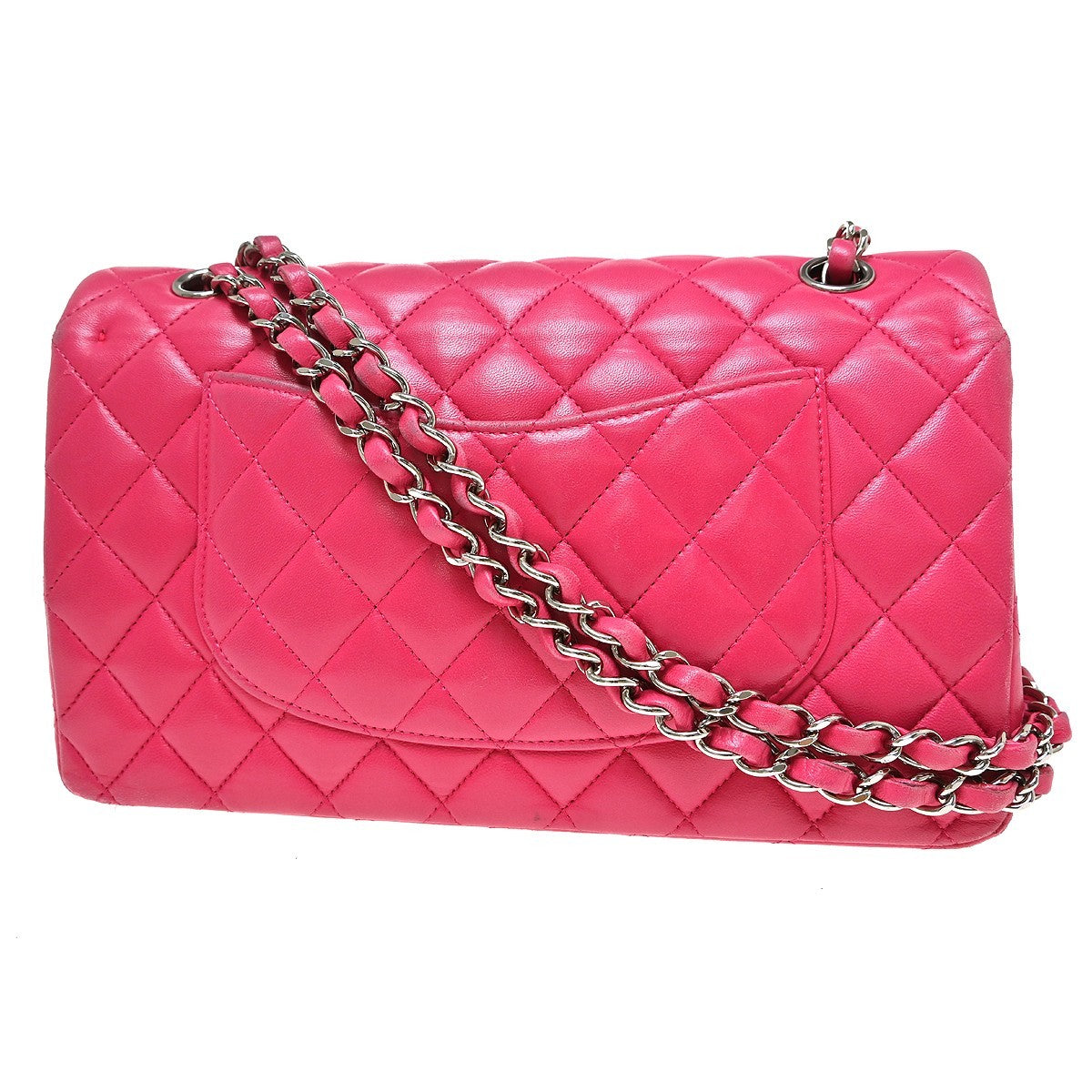 Chanel Classic Double Flap Medium Vintage Shoulder Bag in Pink Lambskin