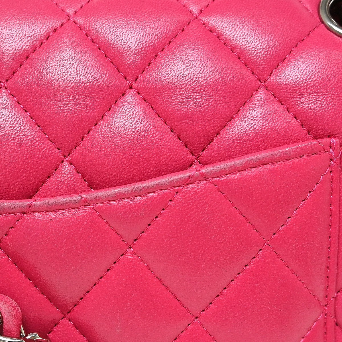 Chanel Classic Double Flap Medium Vintage Shoulder Bag in Pink Lambskin