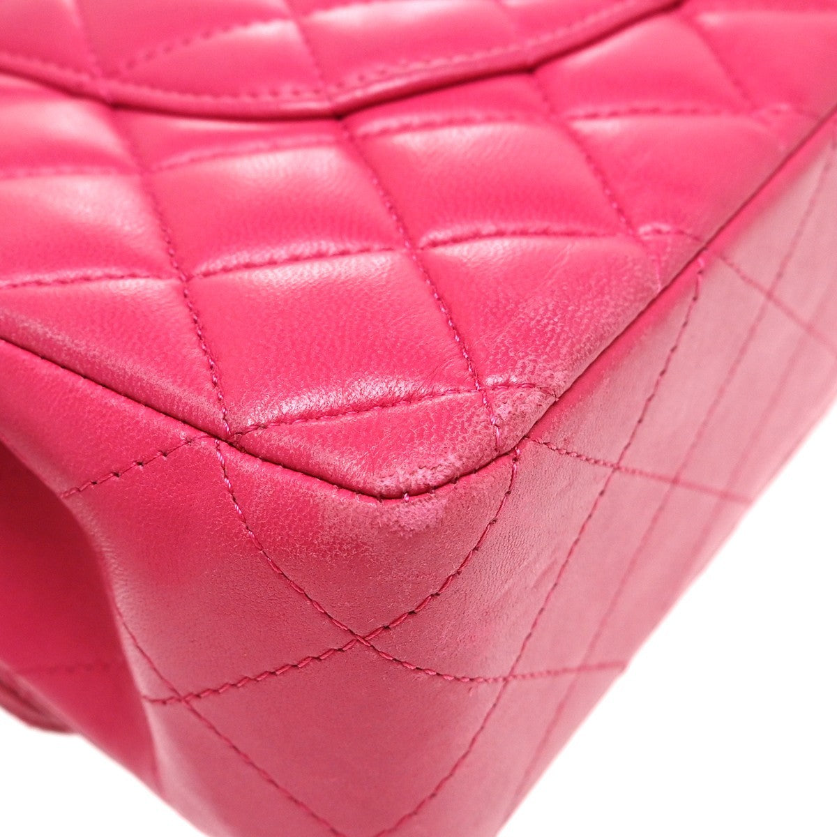 Chanel Classic Double Flap Medium Vintage Shoulder Bag in Pink Lambskin