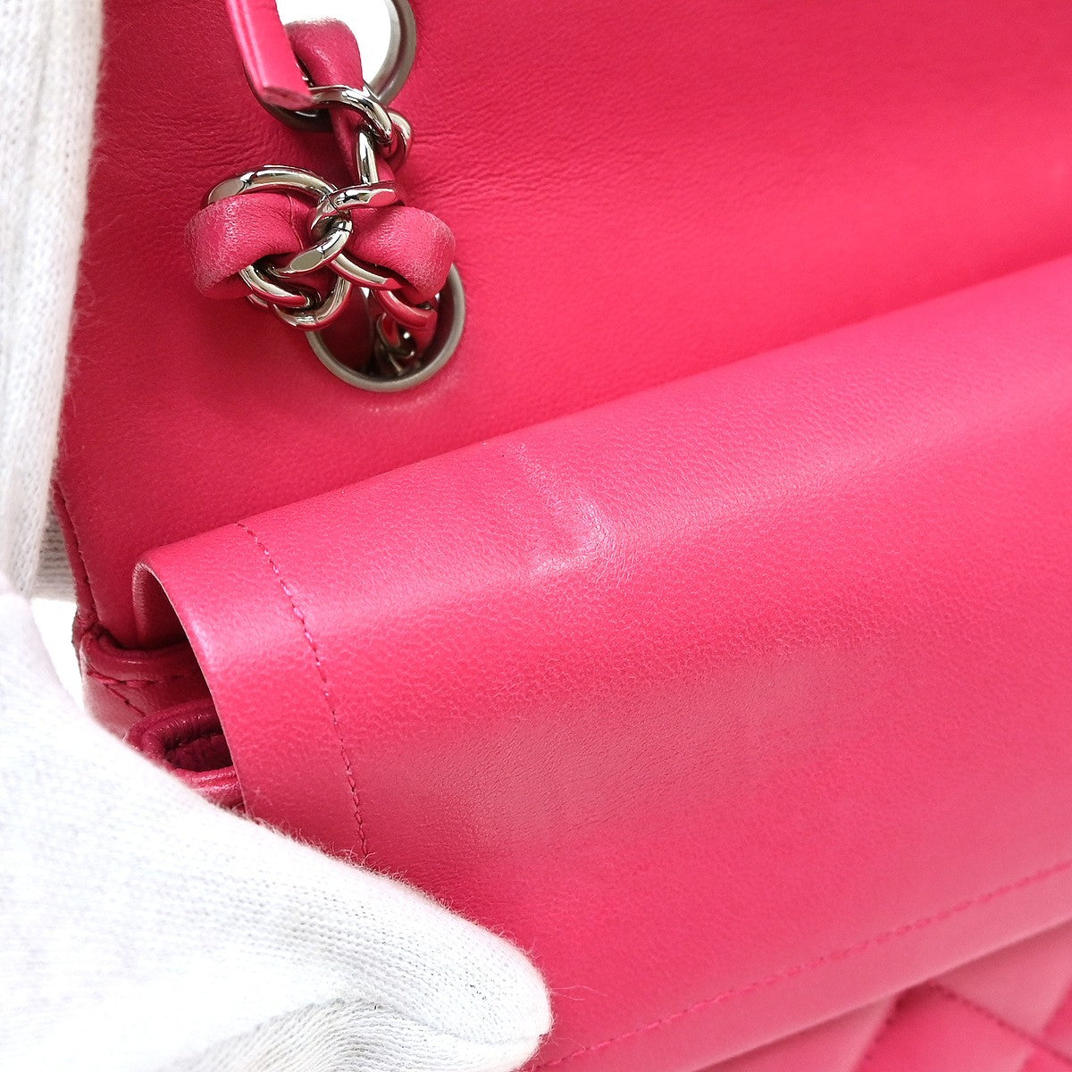 Chanel Classic Double Flap Medium Vintage Shoulder Bag in Pink Lambskin
