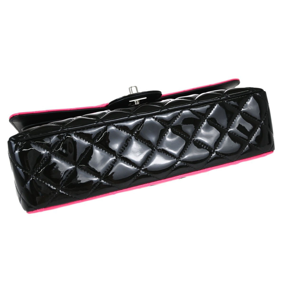 Chanel Classic Double Flap Medium Vintage Shoulder Bag in Black Patent Leather