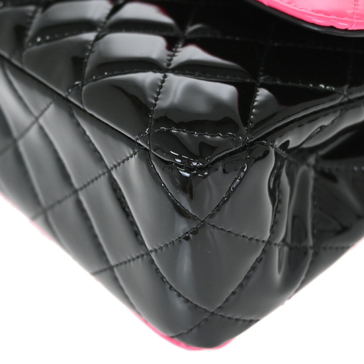 Chanel Classic Double Flap Medium Vintage Shoulder Bag in Black Patent Leather