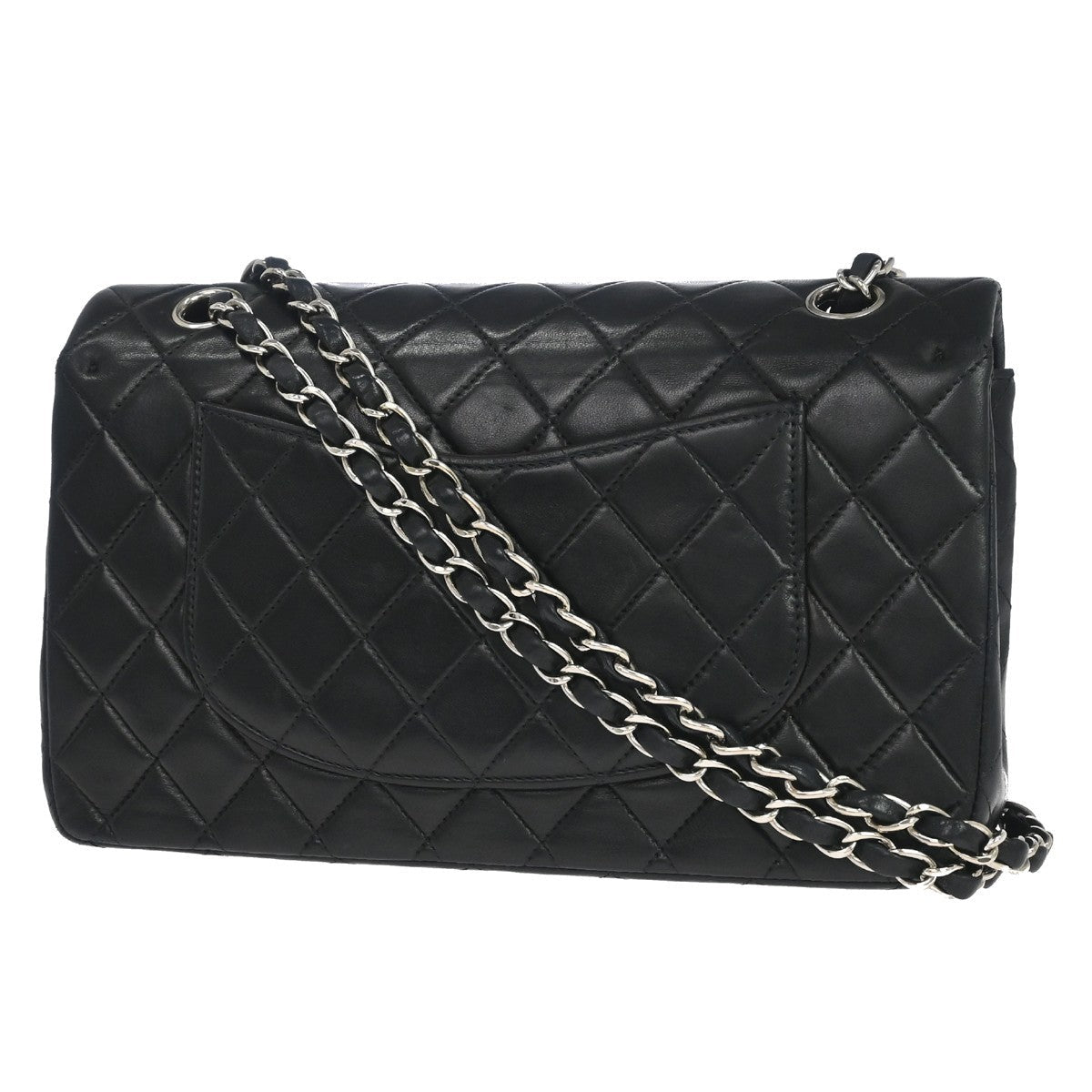 Chanel Classic Double Flap Medium Vintage Shoulder Bag in Black Lambskin