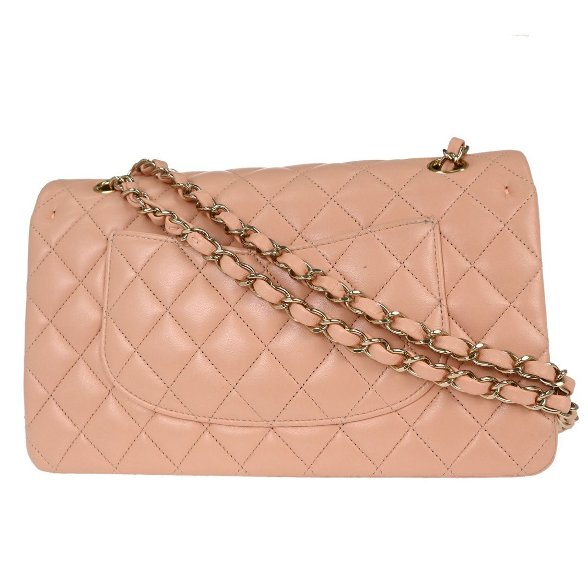 Chanel Classic Double Flap Medium Vintage Shoulder Bag in Pink Lambskin