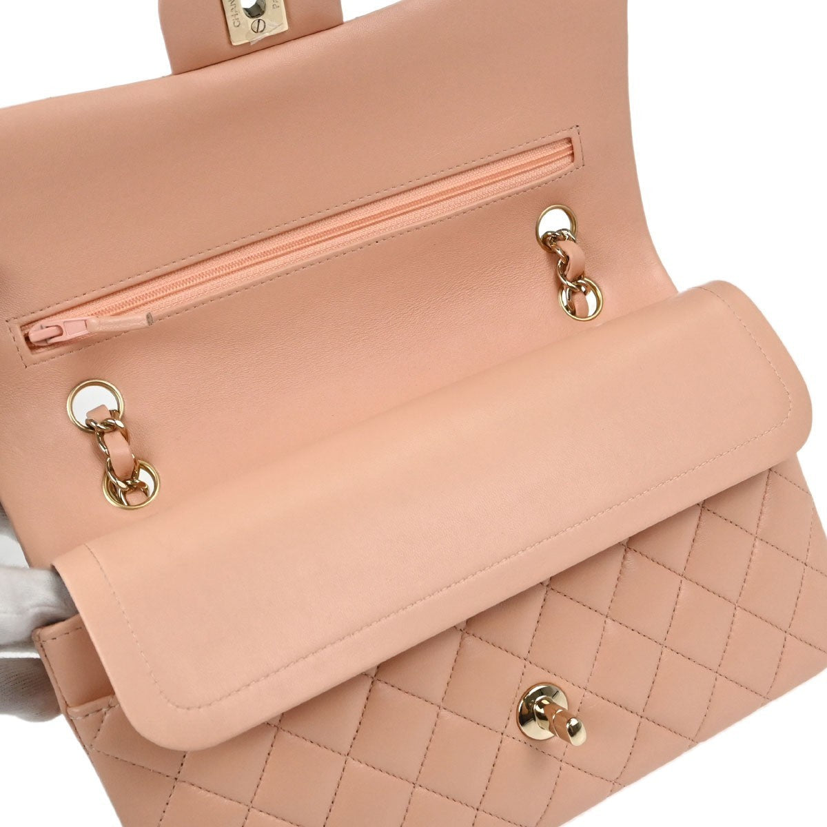 Chanel Classic Double Flap Medium Vintage Shoulder Bag in Pink Lambskin