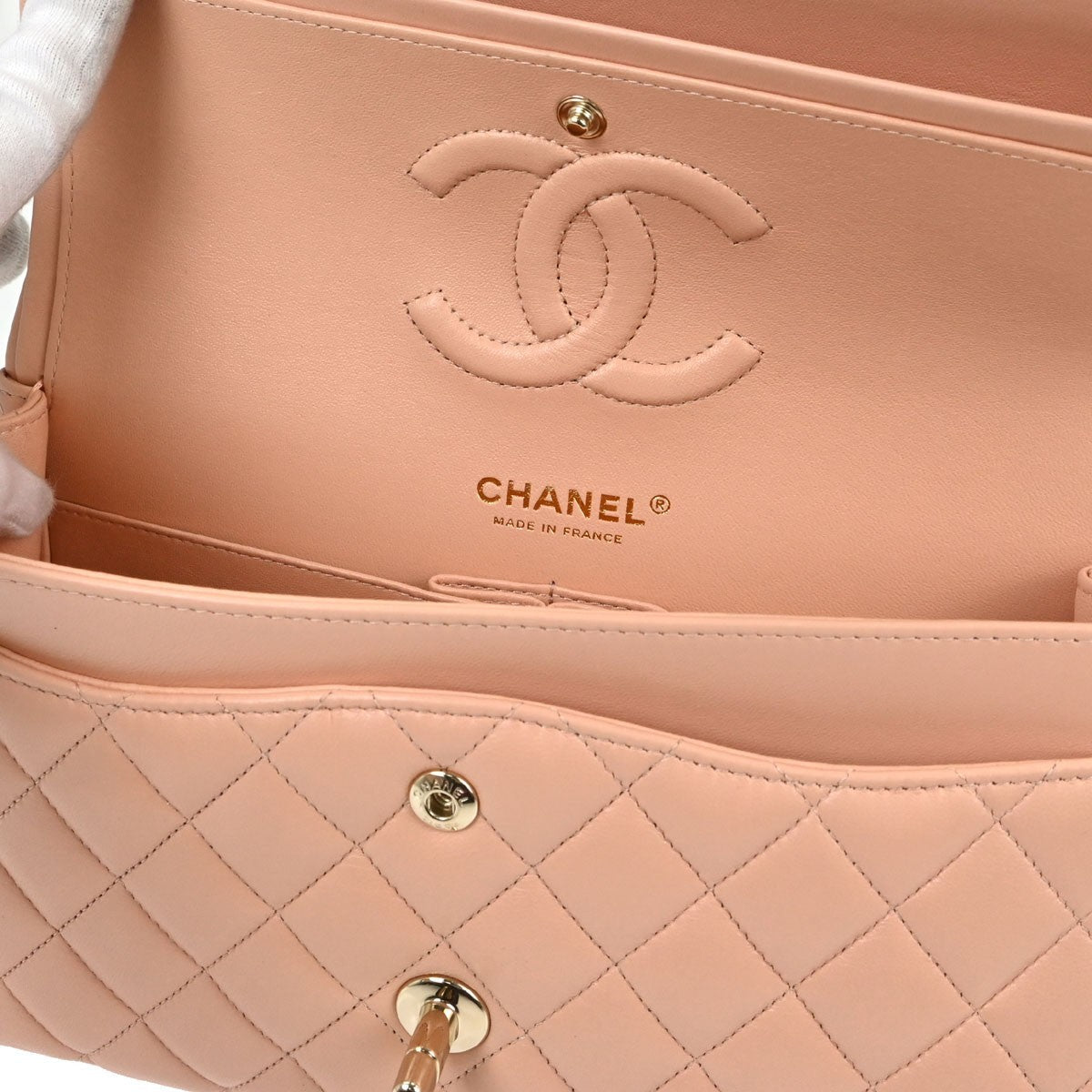 Chanel Classic Double Flap Medium Vintage Shoulder Bag in Pink Lambskin