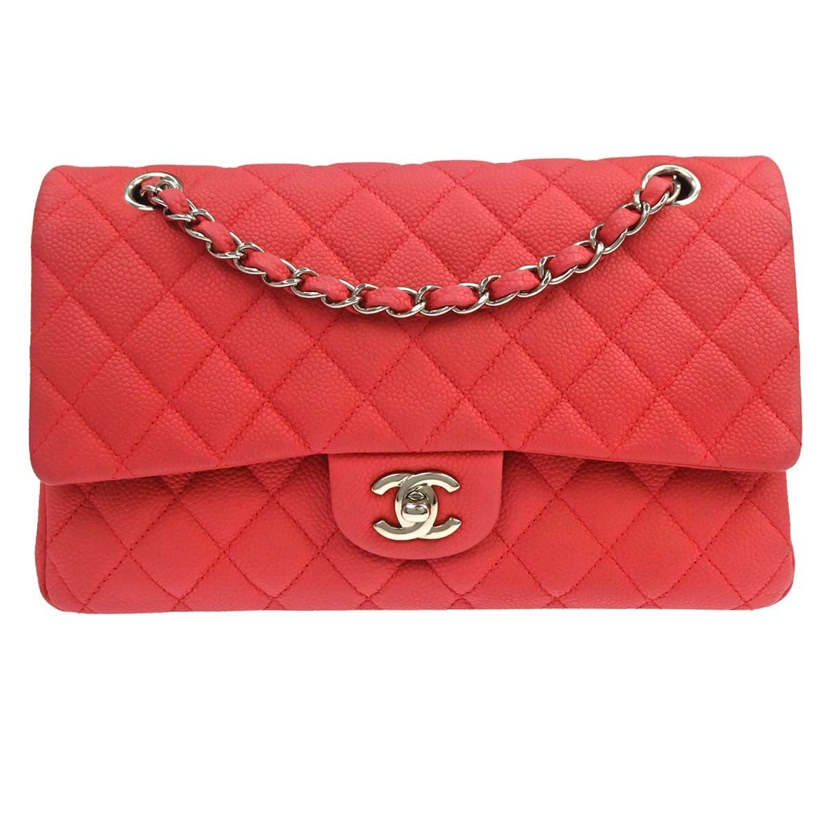 Chanel Classic Double Flap Medium Vintage Shoulder Bag in Pink Calfskin