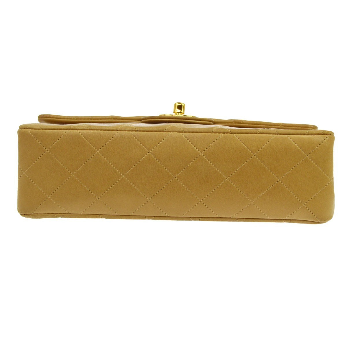 Chanel Classic Double Flap Small Vintage Shoulder Bag in Beige Leather