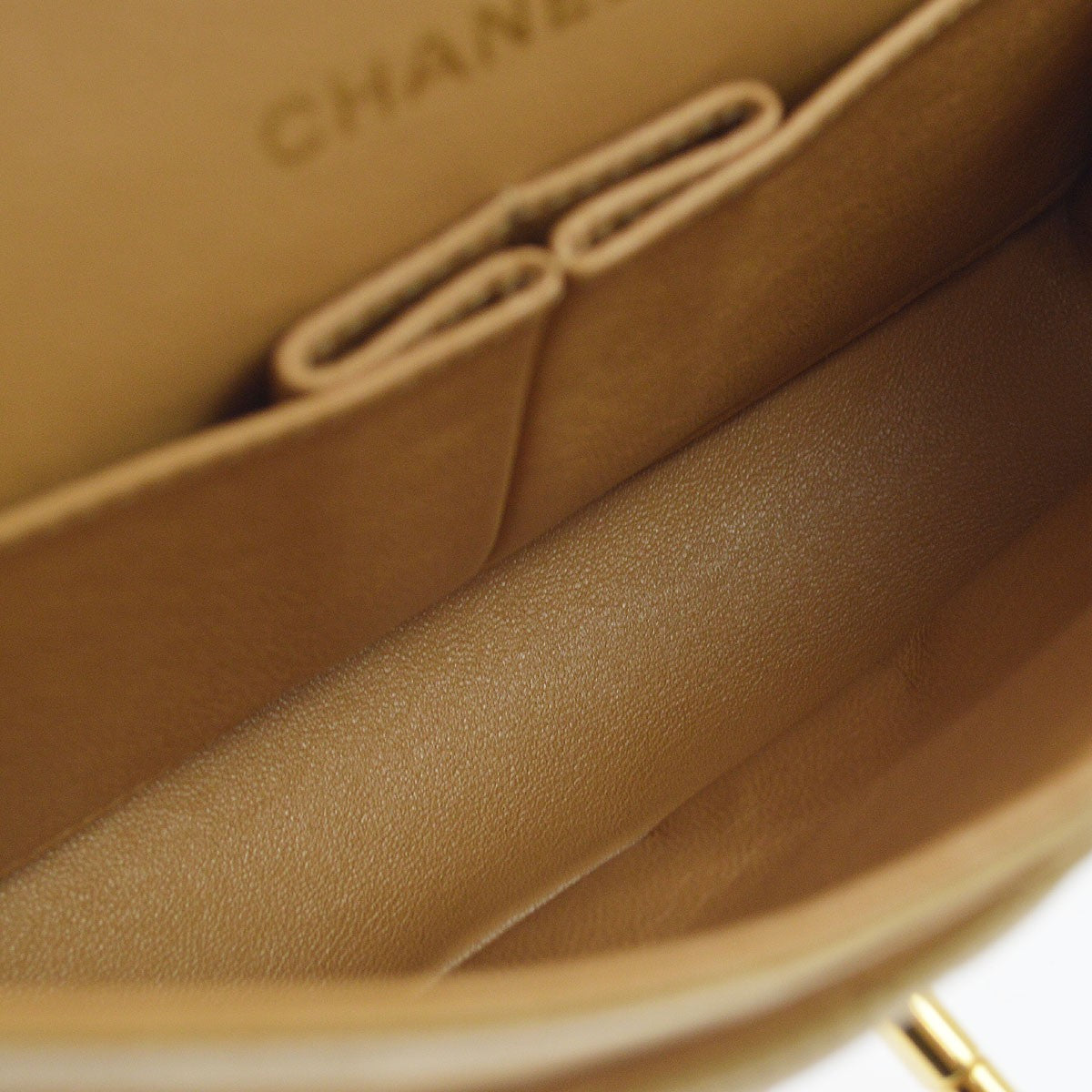 Chanel Classic Double Flap Small Vintage Shoulder Bag in Beige Leather