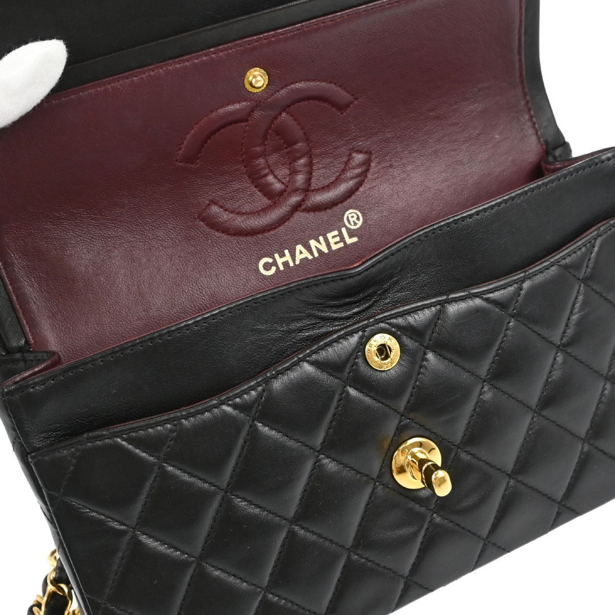 Chanel Classic Double Flap Small Vintage Shoulder Bag in Black Lambskin