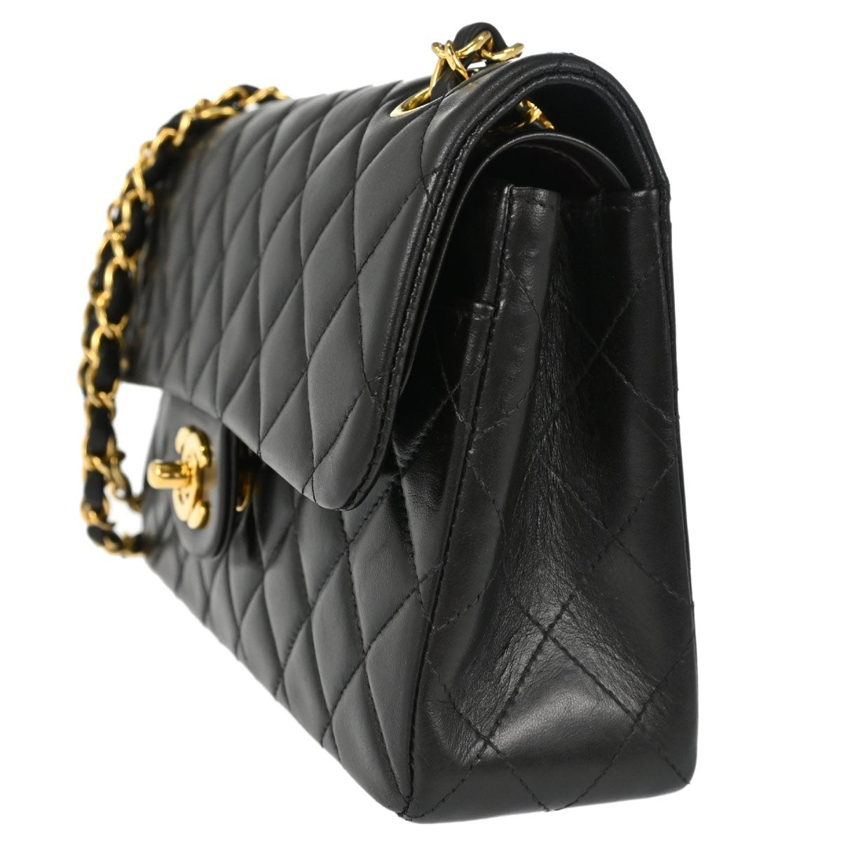 Chanel Classic Double Flap Small Vintage Shoulder Bag in Black Lambskin