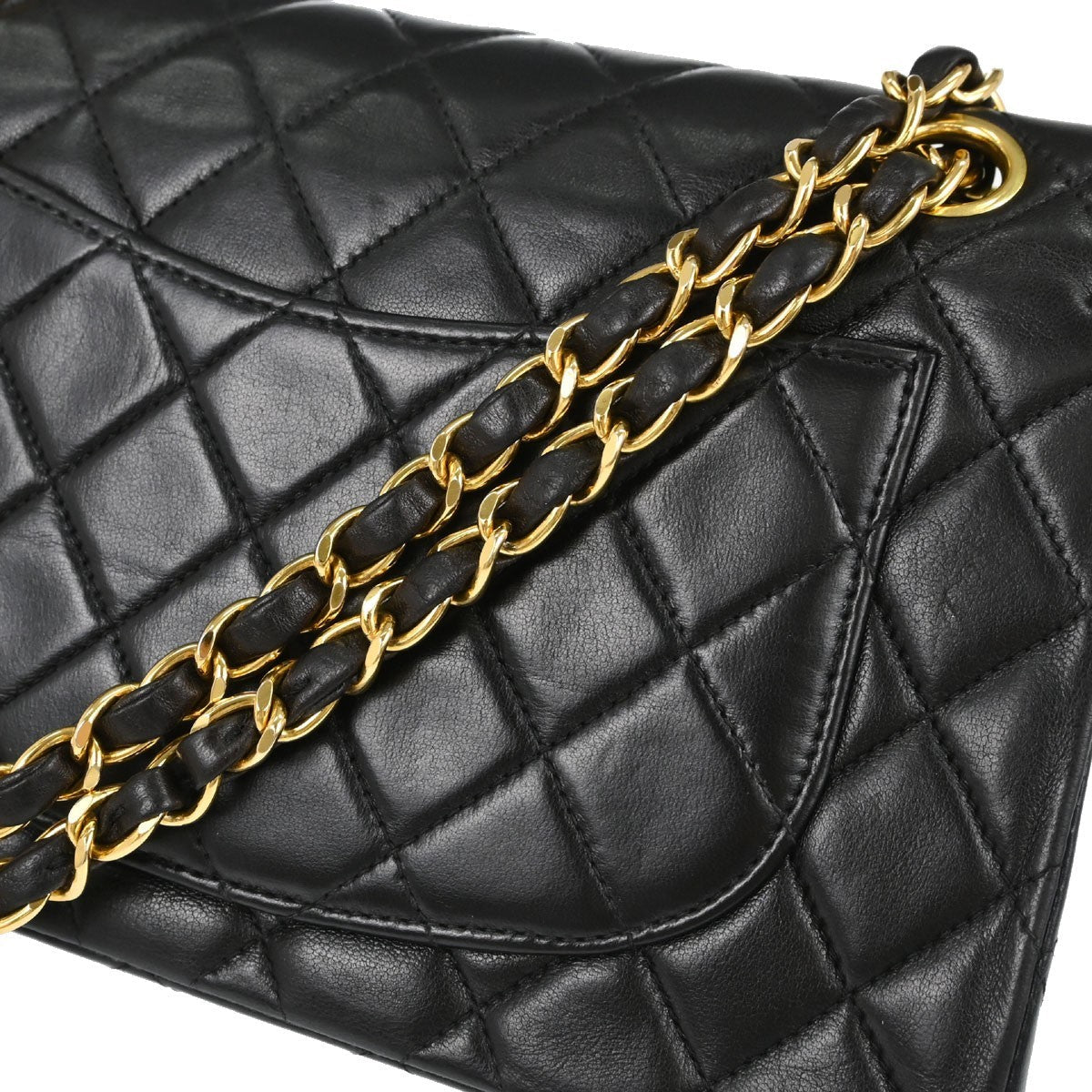 Chanel Classic Double Flap Small Vintage Shoulder Bag in Black Lambskin
