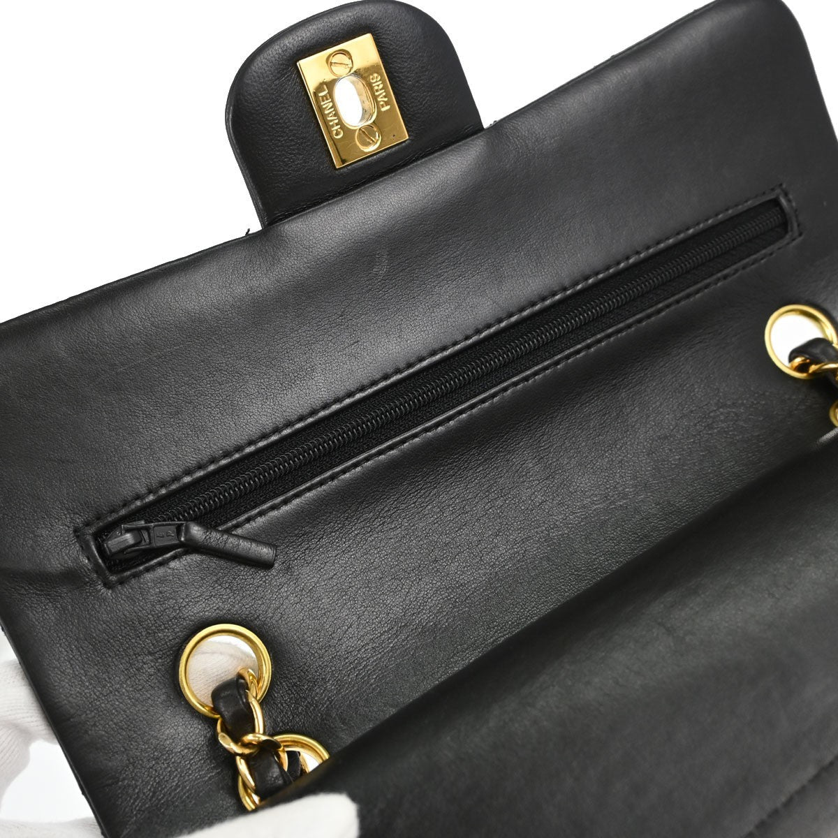 Chanel Classic Double Flap Small Vintage Shoulder Bag in Black Lambskin