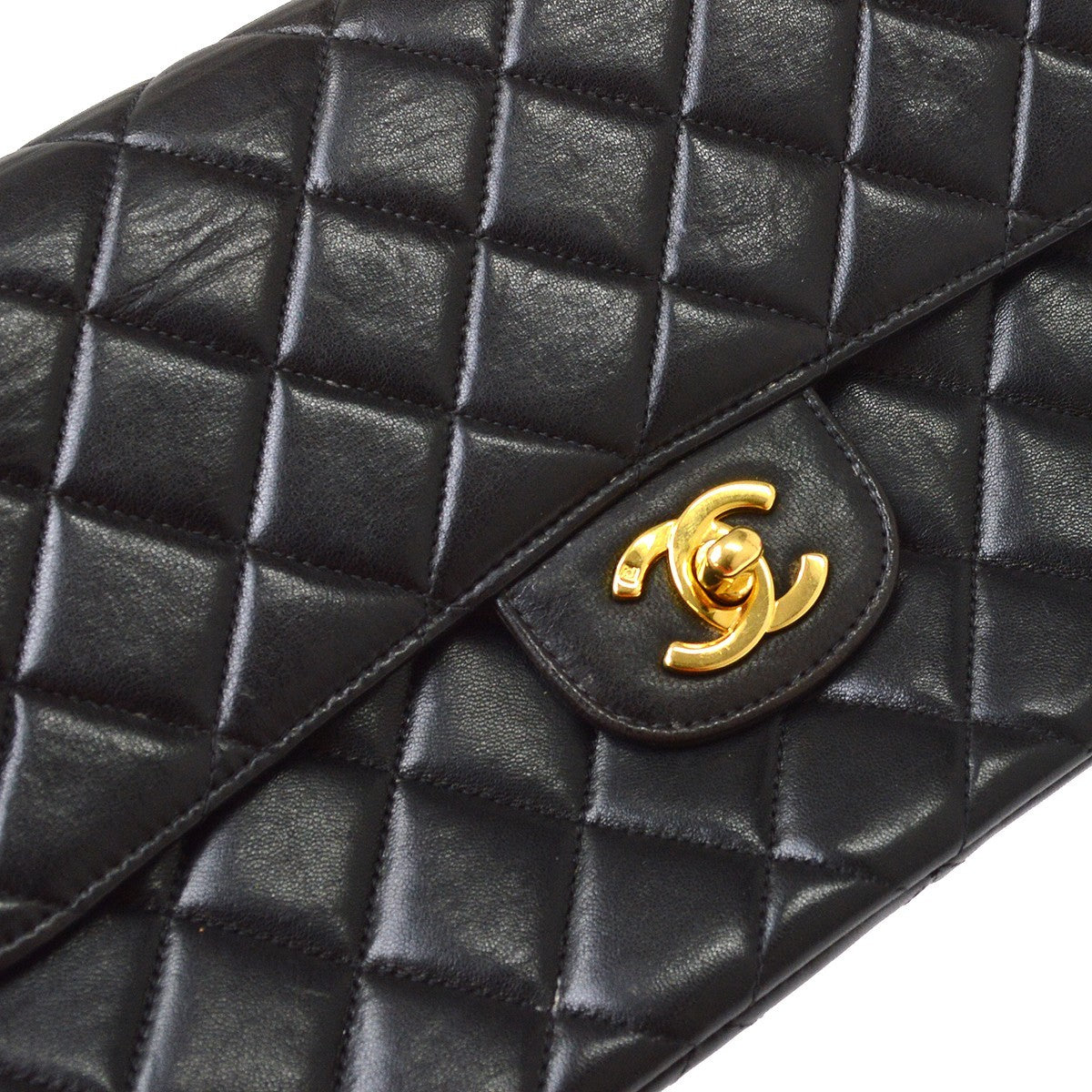 Chanel Classic Flap Double Sided Vintage Shoulder Bag in Black Lambskin