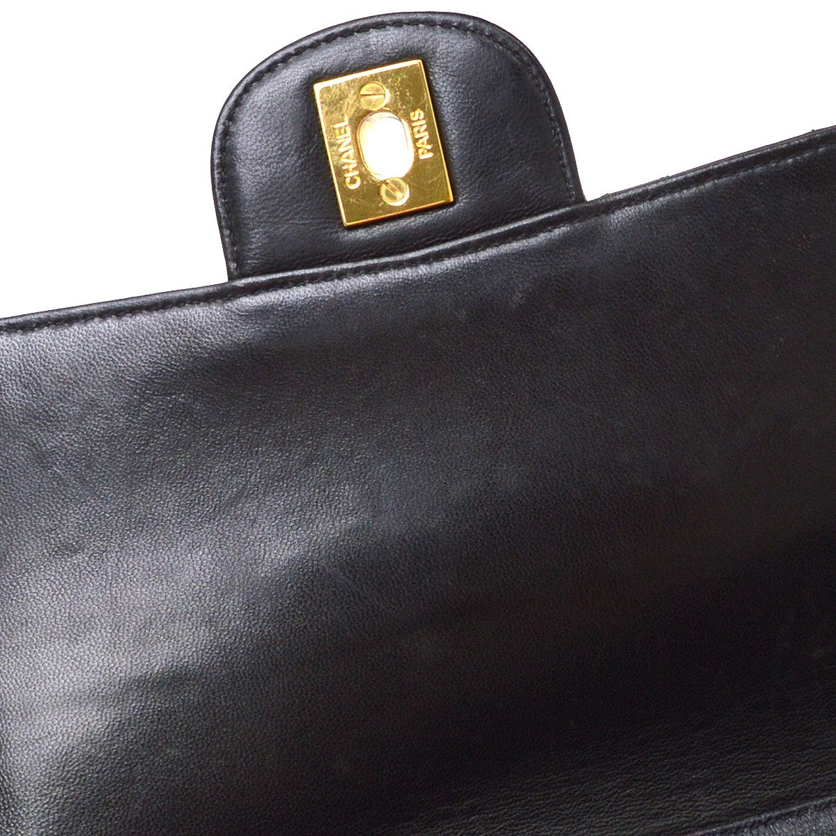 Chanel Classic Flap Double Sided Vintage Shoulder Bag in Black Lambskin