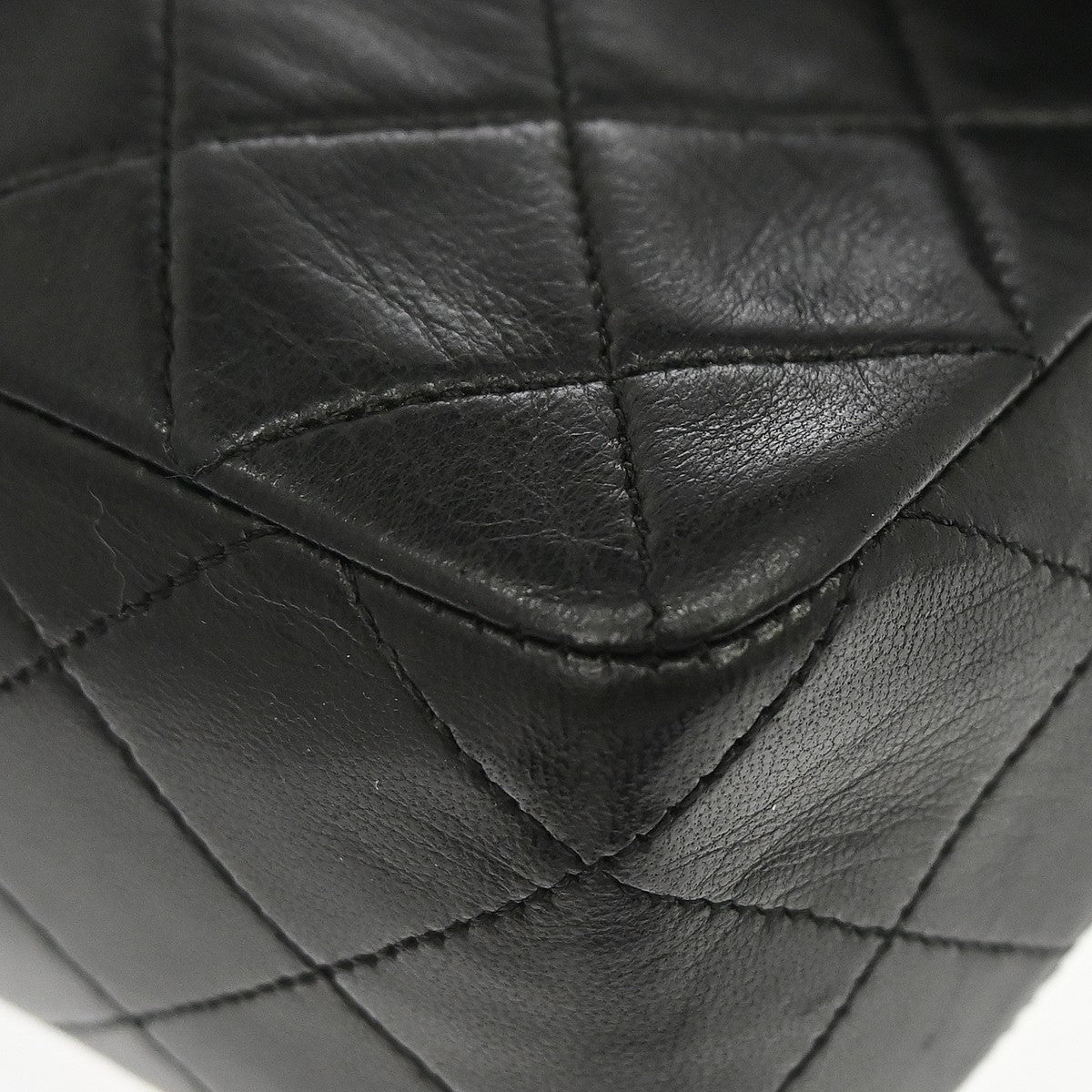 Chanel Classic Square Flap 20 Vintage Shoulder Bag in Black Lambskin