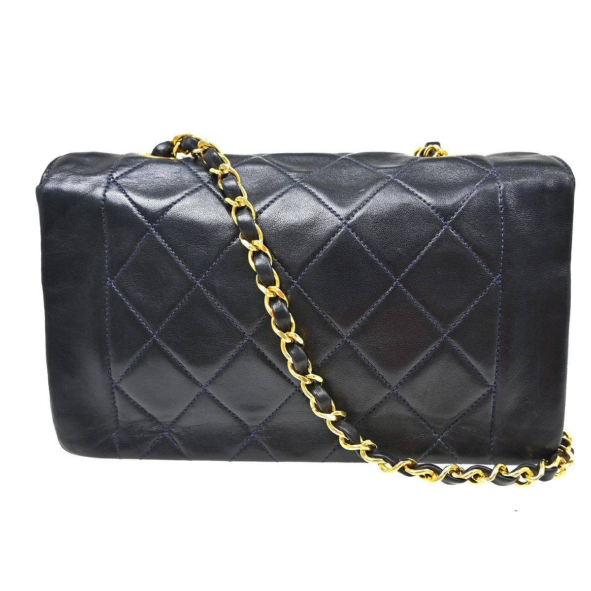 Chanel Diana Small Vintage Shoulder Bag in Navy Lambskin