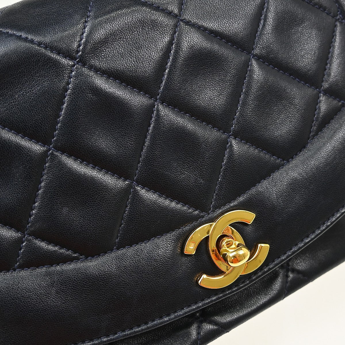 Chanel Diana Small Vintage Shoulder Bag in Navy Lambskin