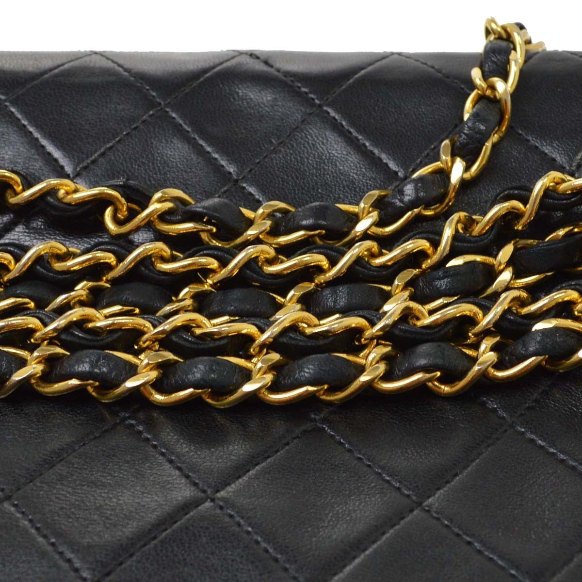 Chanel Full Flap Small Vintage Shoulder Bag in Black Lambskin