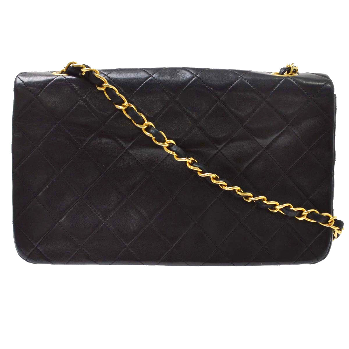 Chanel Full Flap Small Vintage Shoulder Bag in Black Lambskin