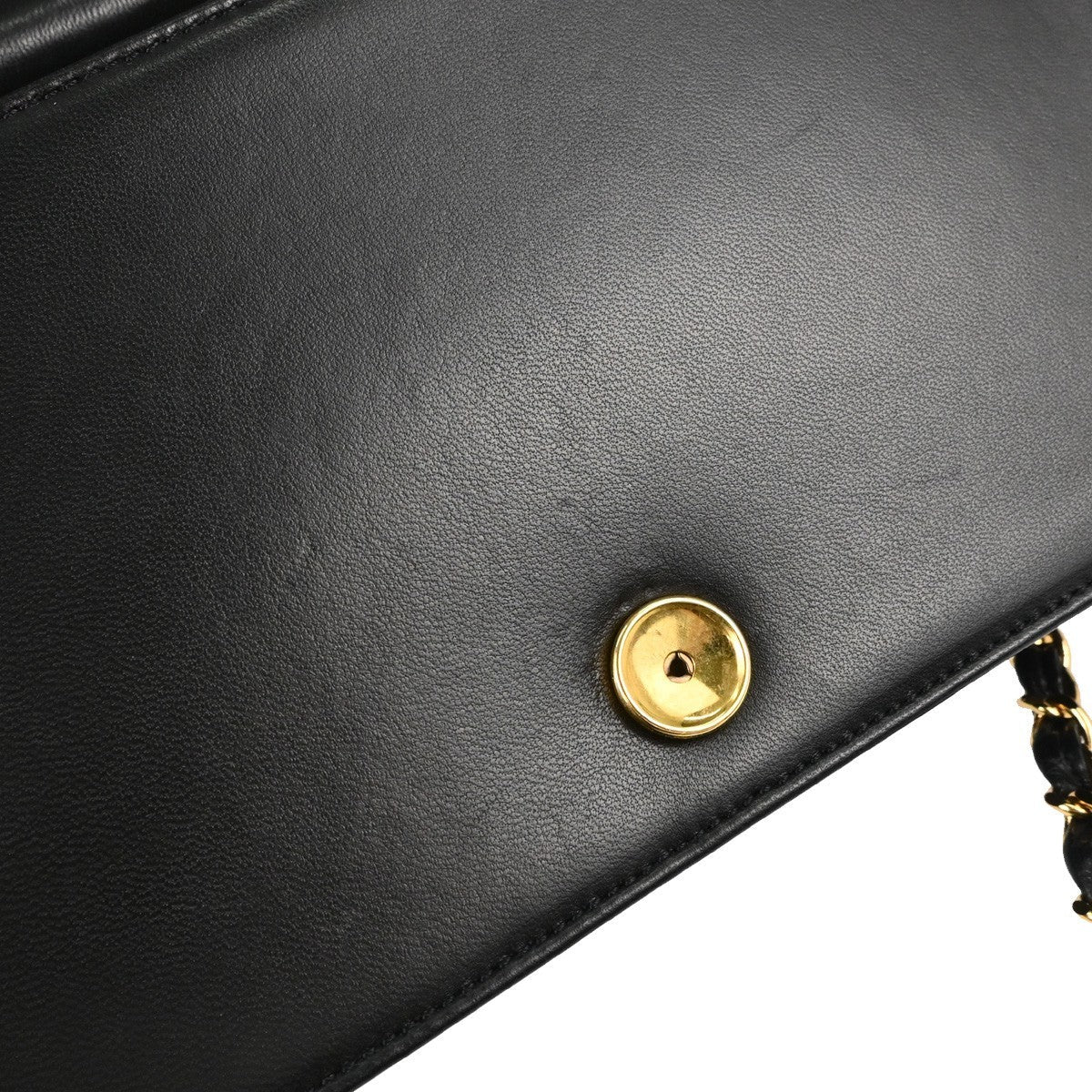Chanel Full Flap Small Pushlock Vintage Shoulder Bag in Black Lambskin