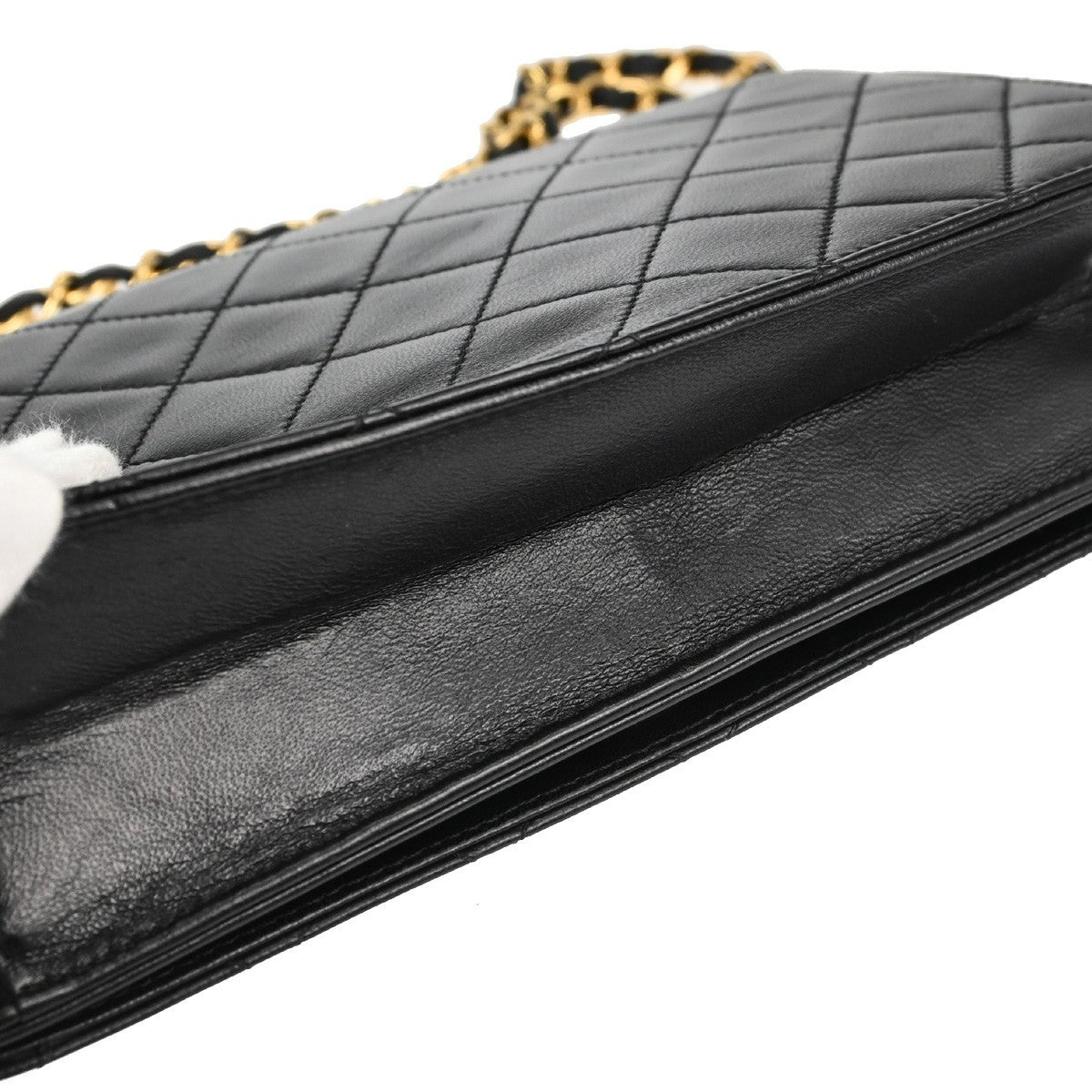 Chanel Full Flap Small Pushlock Vintage Shoulder Bag in Black Lambskin